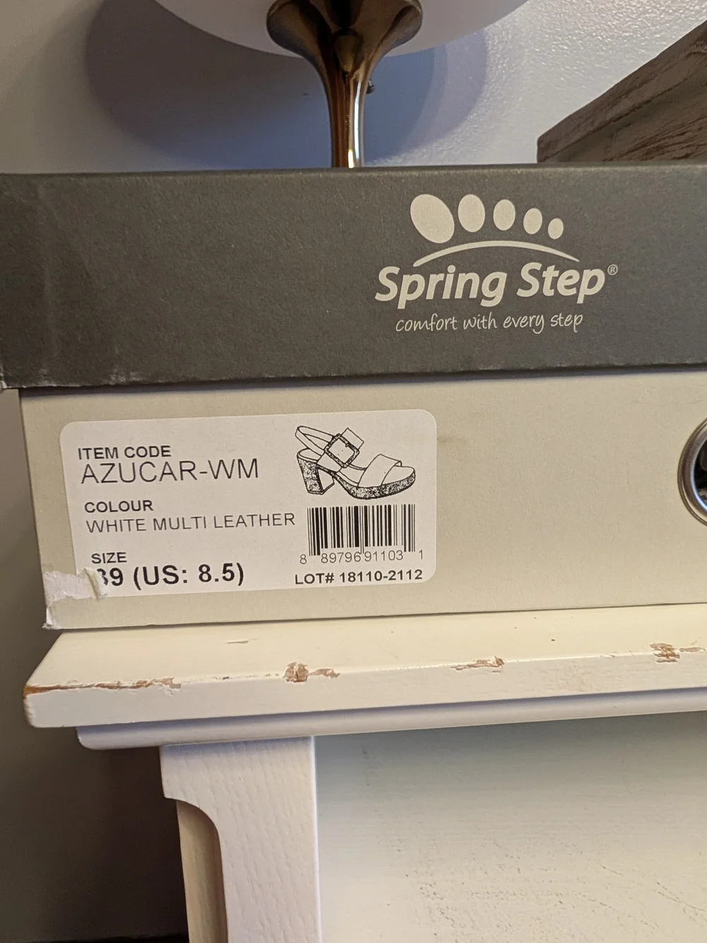 Spring Step, Azucar White Multi Platform Leather Slingbacks, 8.5 - NWOT!
